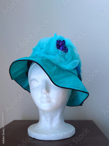 floppy cloth bucket hat with gauze floral headband