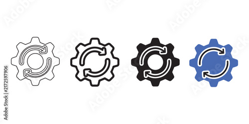 Gear and wrench settings icon. Clean gear settings icon isolated on a transparent background for app development tech tools and system preferences. Gear Globe Representing Global Settings or System