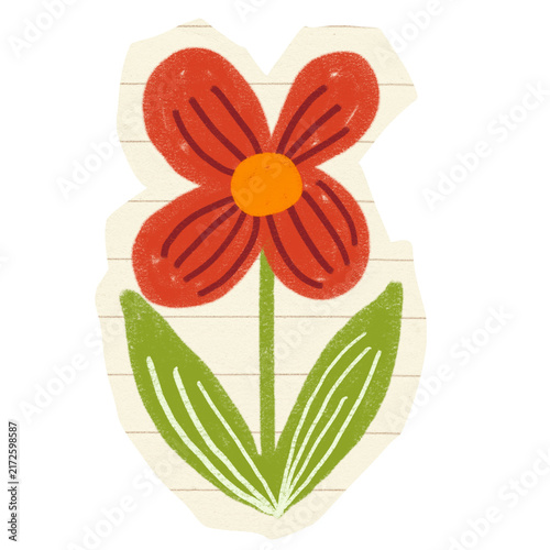 Handdrawn Crayon Flower Kids Style