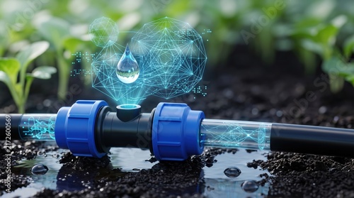 Smart irrigation system with digital water flow monitoring in a field