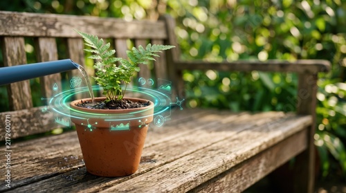 Smart gardening technology monitors plant growth with digital interface