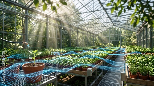 Smart greenhouse technology monitors plant growth with digital data streams