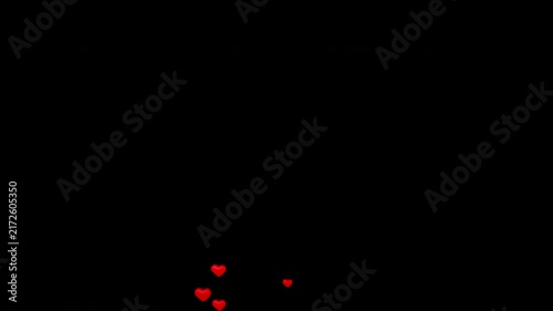 Heart eyes emoji faces floating upward with red hearts on black background, love animation loop
