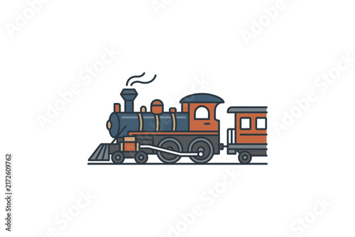 Vintage steam locomotive train engine illustration.