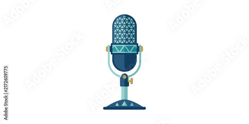 Vintage style studio microphone for podcasting and broadcasting.