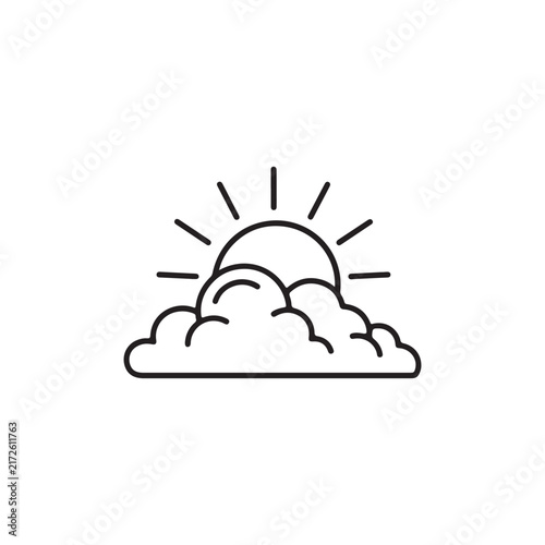 Sunrise over clouds weather icon with forecast meteorology sunlight environment minimalist interface atmosphere meteorological sunshine representation