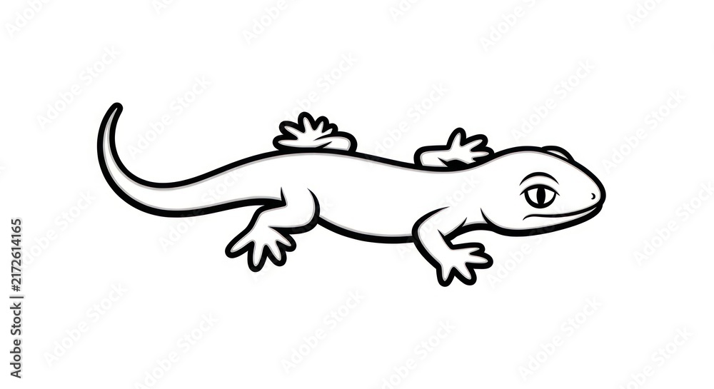 Fototapeta premium Simple line drawing of a lizard.