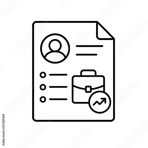Resume with brief case icon and growth chart, representing career growth and job search