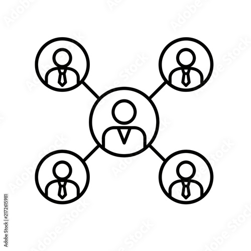 Team collaboration and professional networking icon representing leadership and social connection within a corporate management structure illustration