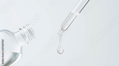 Clear Skincare Serum Dropper and Bottle with Liquid Drop