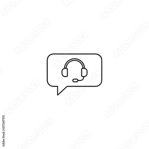 Customer support headset inside speech bubble icon with customer communication technical assistant business interface helpdesk consultation operator dialogue feedback solution professional