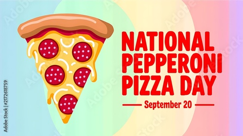National pepperoni pizza day promotional graphic with melted cheese slice and september date text