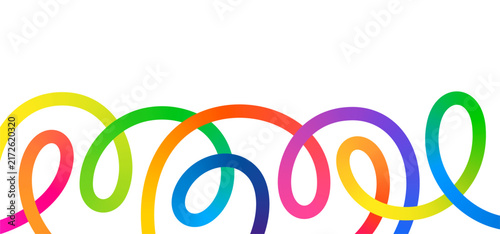 Curve Color Wavy Lines. Abstract Fun Kid Pattern. Vector Background with Gradient Lines. Curve Doodle Rainbow Ribbons.