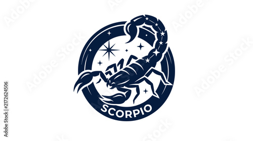 Scorpio Zodiac Sign Emblem With Scorpion Illustration