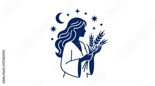 Minimalist Virgo Zodiac Sign Celestial Illustration
