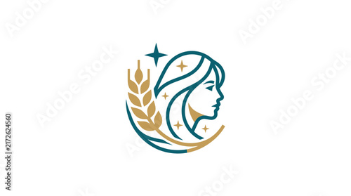 Minimalist Virgo Zodiac Sign Icon with Wheat Stalk