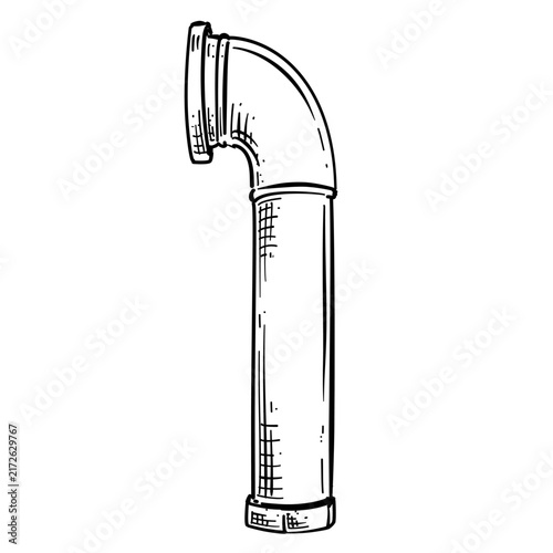 elbow pipe vector line art hand drawn illustration