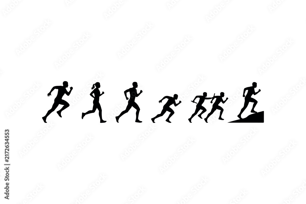 Fototapeta premium running pose silhouettes collection vector set