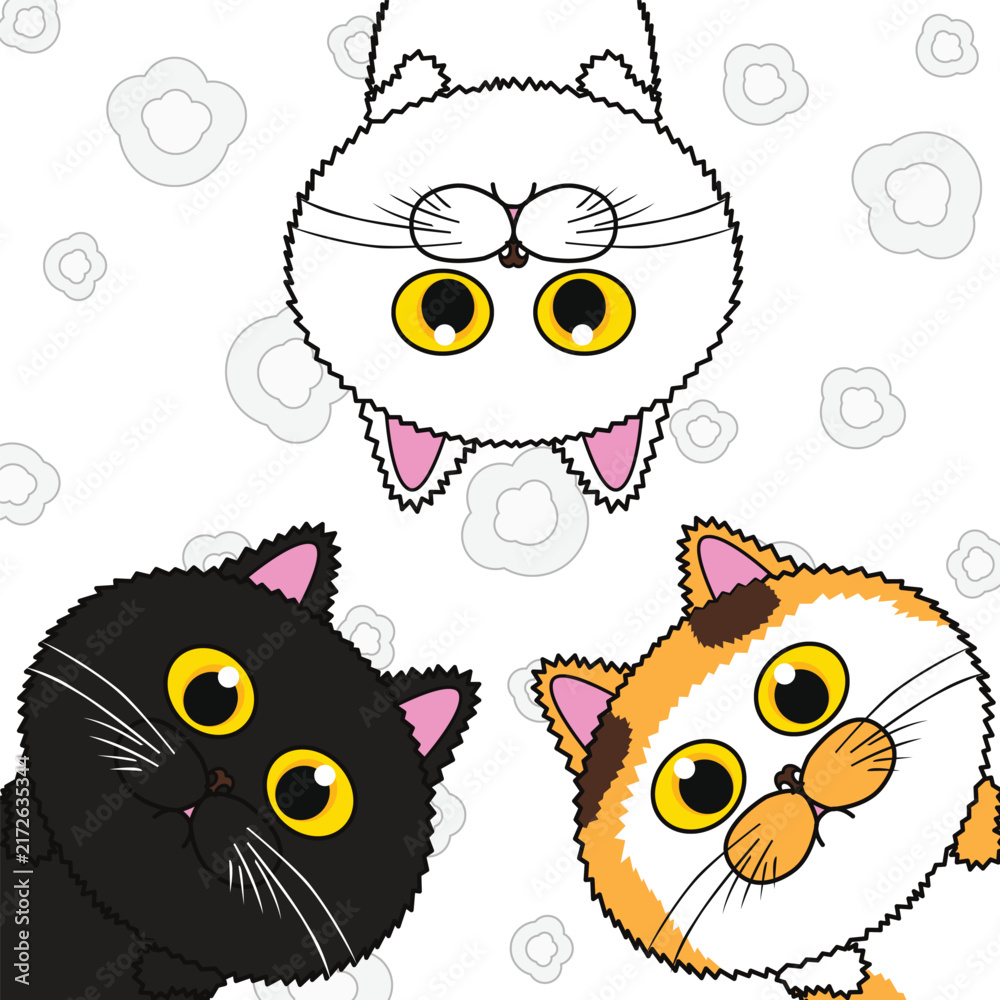 Naklejka premium Cute cat pattern,