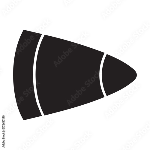 A solid black teardrop shape featuring two distinct vertical white lines against a clean white canvas