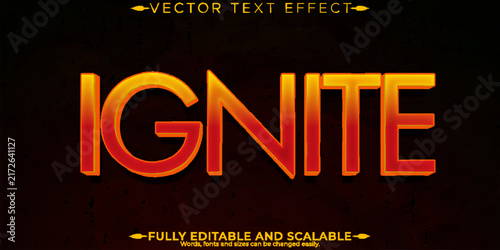 Ignite text effect, editable fiery and glowing text style