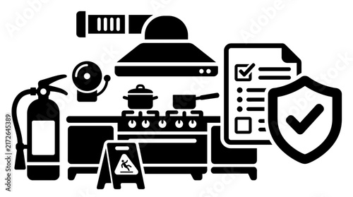 Restaurant Kitchen Fire Safety and Compliance Checklist Icon