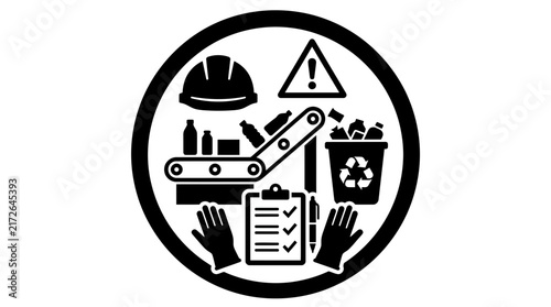 Recycling Facility Safety and Compliance Signage Icon