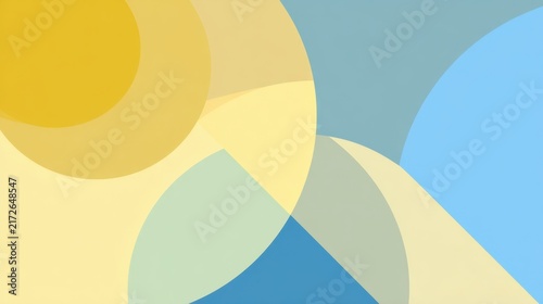 Abstract geometric design with overlapping circles and muted colors.