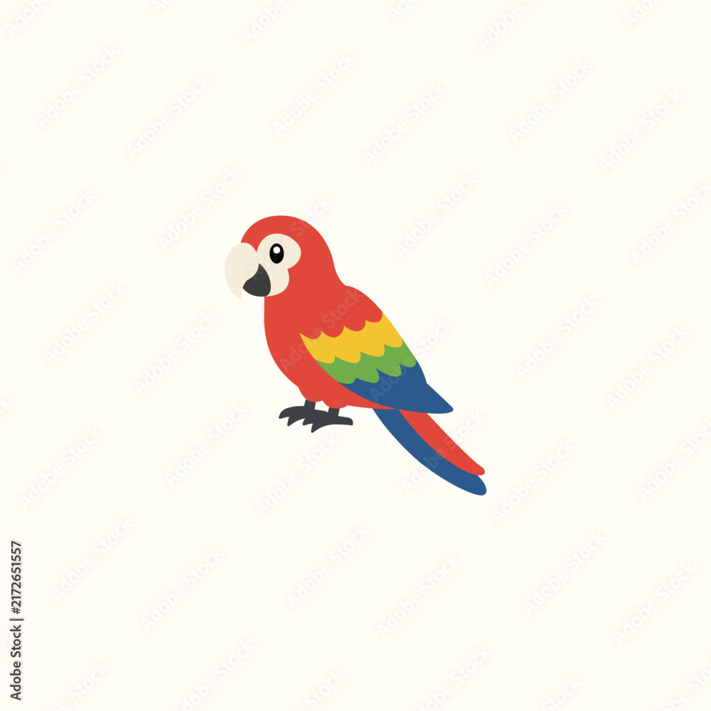Obraz premium Cute Parrot Cartoon Vector, Tropical Bird Character