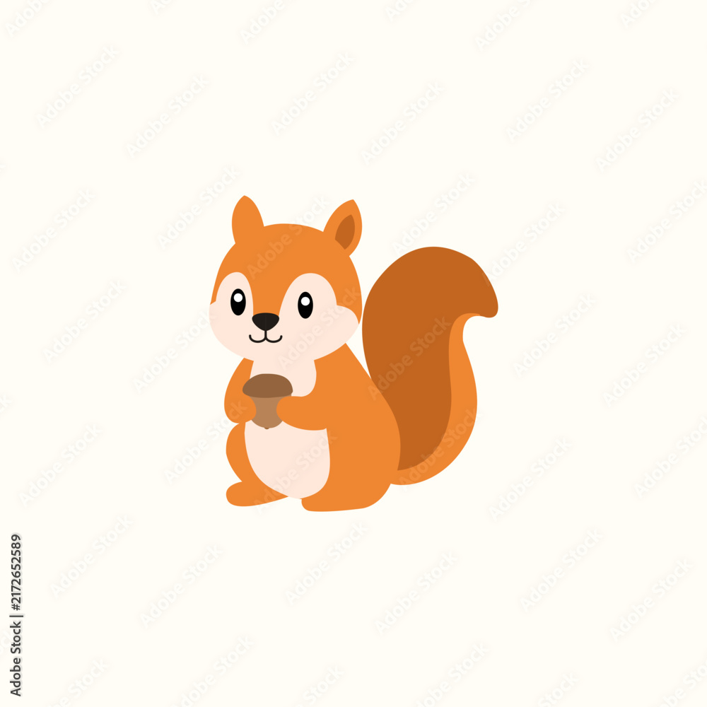 Fototapeta premium Cute Squirrel Cartoon Vector, Forest Animal Character