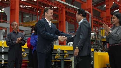 The management team is meeting with employees and staff from all departments of the Metal Sheet steel parts manufacturing plant.(VDO 4K)	