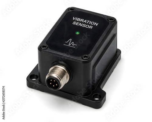 Digital Industrial Vibration Sensor Module Isolated on White Background