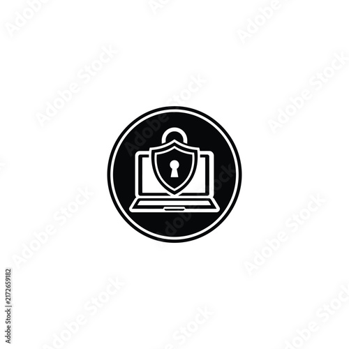 Laptop with security shield icon vector