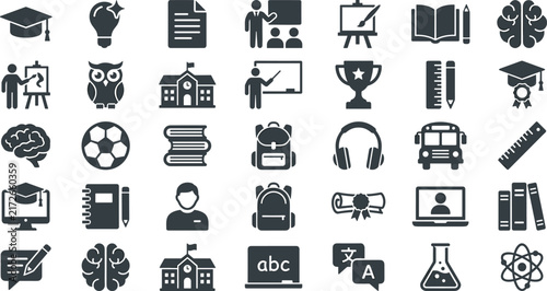 Education icons, academic symbols, school success, creative learning, science tools, student growth, modern design, productivity ideas, achievement motivation, knowledge