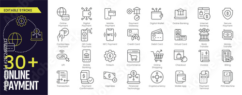 Cuadro en lienzo Online Payment Stroke icon collections