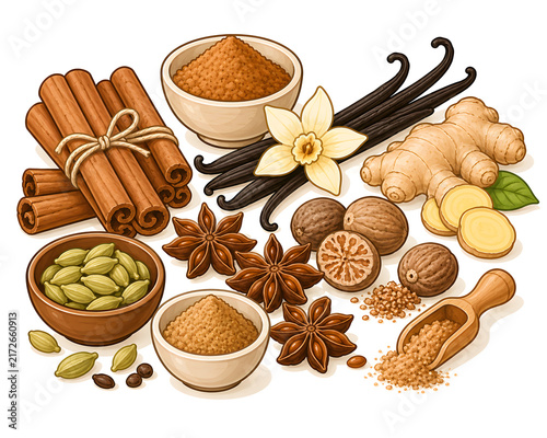 set of bakery ingredients