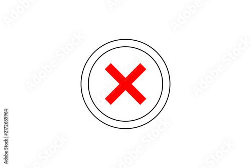 Red X Cancel Icon Inside Concentric Circle Button Symbolizing Error, Close, Delete, Or Incorrect Action