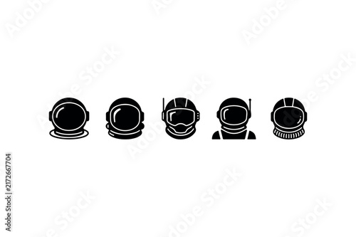 space helmet silhouettes collection vector set