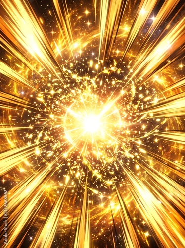 Golden light burst speed lines abstract background
