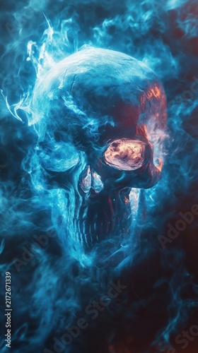 Fiery skull illustration