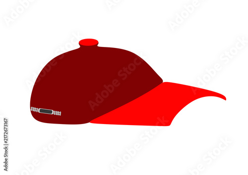 Red Baseball Cap Side View Vector Illustration on Transparent Background