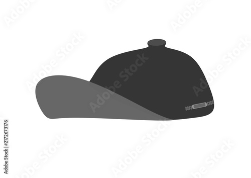 Black Baseball Cap Side View Vector Illustration on Transparent Background