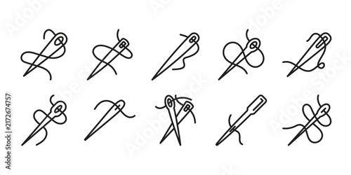 Sewing Needle Icon Set. Vector Graphic Illustration.
