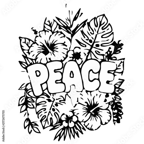 Floral Coloring Page with Detailed Flowers and Botanical Line Art