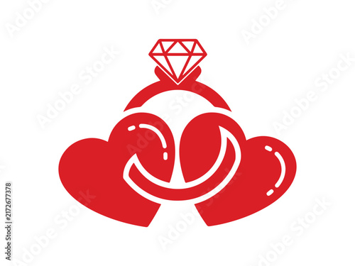 A heart and engagement ring icon. Elements for celebrating Valentine's Day. Quality graphic design icon. A minimalist love icon for websites, web design, and mobile applications.