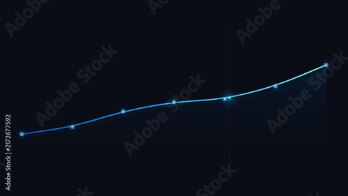 Minimalist Glowing Blue Line Graph Representing Business Growth Data Visualization and Financial Statistics Analysis on Dark Background for Technology and Corporate Concepts