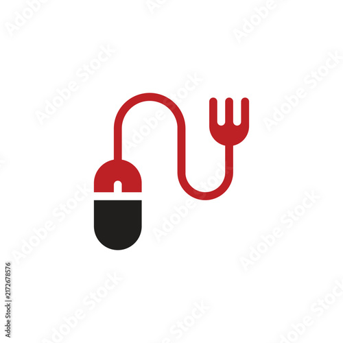 Computer Mouse and Fork Food Delivery Icon