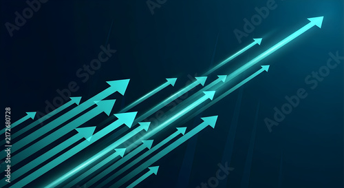 Dynamic Arrows Illustrating Growth and Progress in a Technology Inspired Abstract Design With Blue Color Palette