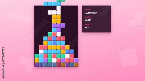 Game over sign in blocks game in pink background