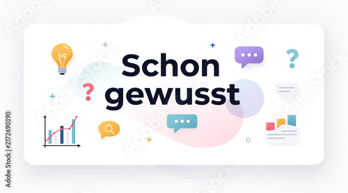German phrase schon gewusst with business and education icons